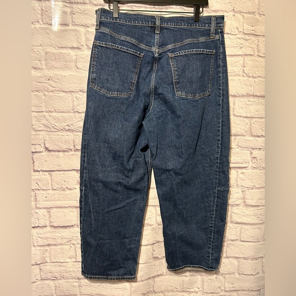 OLD NAVY BARREL LEG HIGH RISE DARK WASH SIZE 14 - Picture 2 of 5